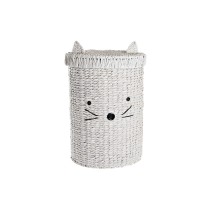 Panier à linge DKD Home Decor Blanc Enfant Chat 42 x 42 x 63 cm Fibre