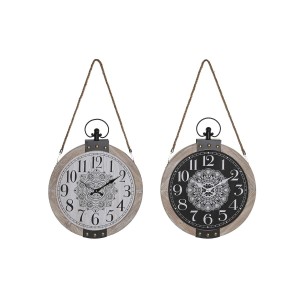 Table clock DKD Home Decor 40 x 6,5 x 46 cm Black White Iron Mandala MDF Wood (2 Units)