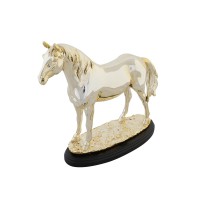 Deko-Figur DKD Home Decor Pferd Schwarz Gold Harz Metallic (30 x 11,5 x 26 cm)