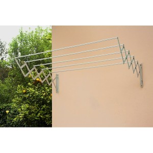 Clothes Line Retractable Wall Steel White Epoxi (80 x 70 x 23 cm)