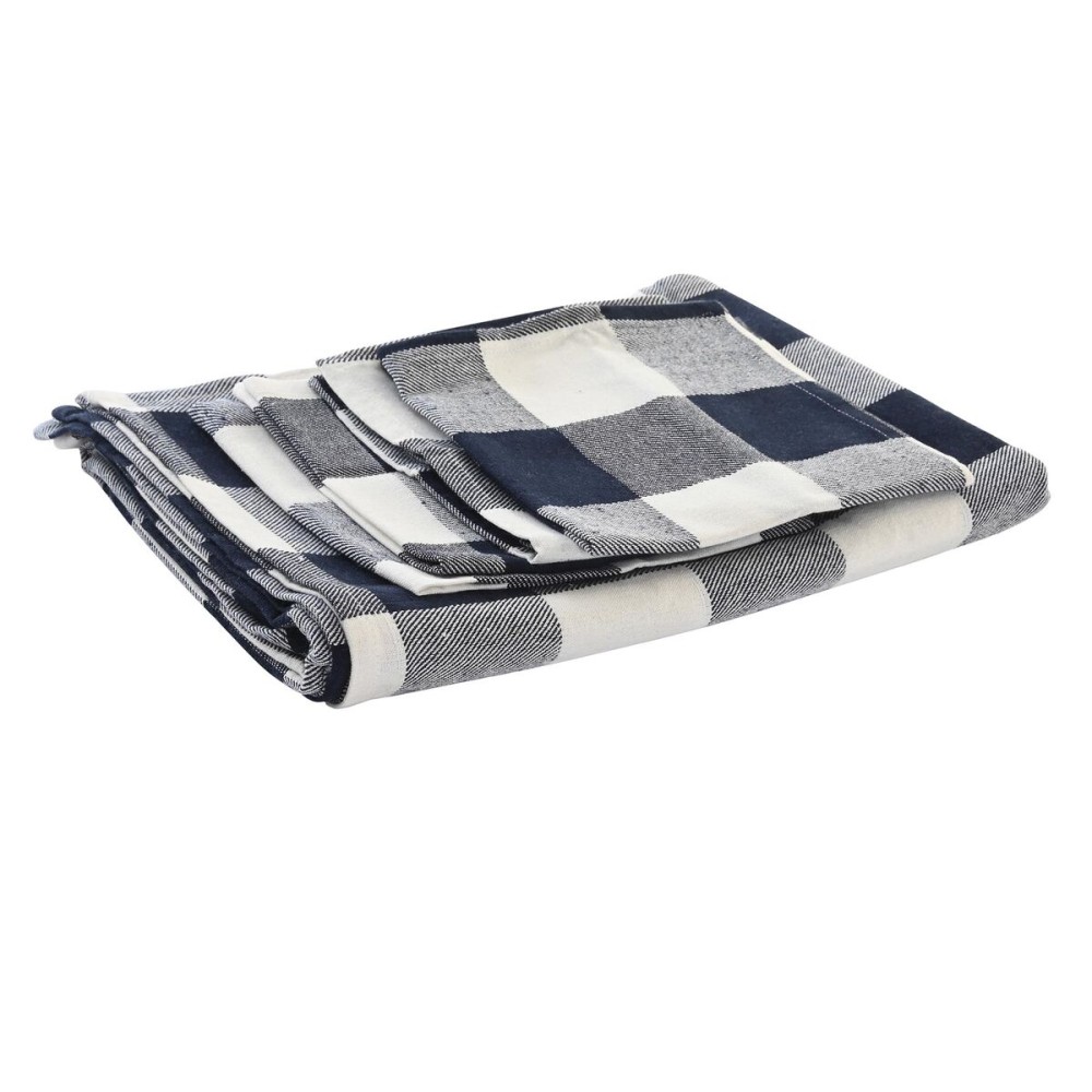 Tablecloth and napkins DKD Home Decor 150 x 150 x 0,5 cm Blue White