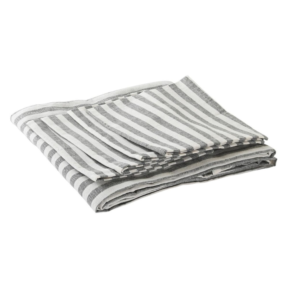 Tablecloth and napkins DKD Home Decor 150 x 150 x 0,5 cm Grey White Green