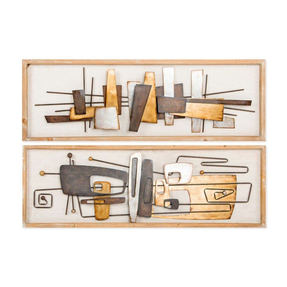 Wanddekoration DKD Home Decor 120 x 40 x 5,5 cm abstrakt natürlich Gold Bunt Moderne (2 Stück)