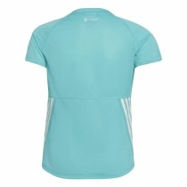 Child's Short Sleeve T-Shirt Adidas Aeroready Three Stripes Aquamarine