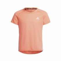 Child's Short Sleeve T-Shirt Adidas Aeroready Three Stripes Salmon