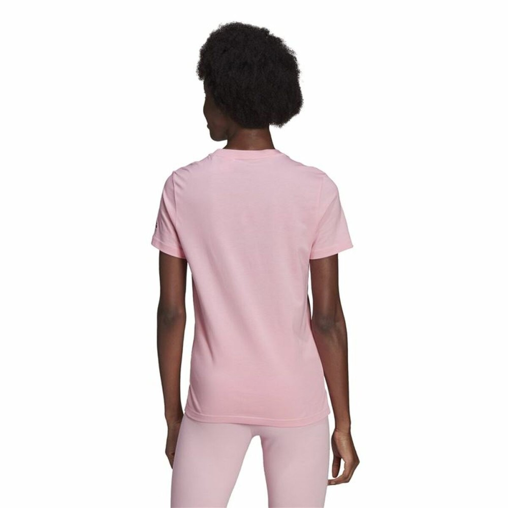 Damen Kurzarm-T-Shirt Adidas Loungewear Essentials Slim Logo Rosa