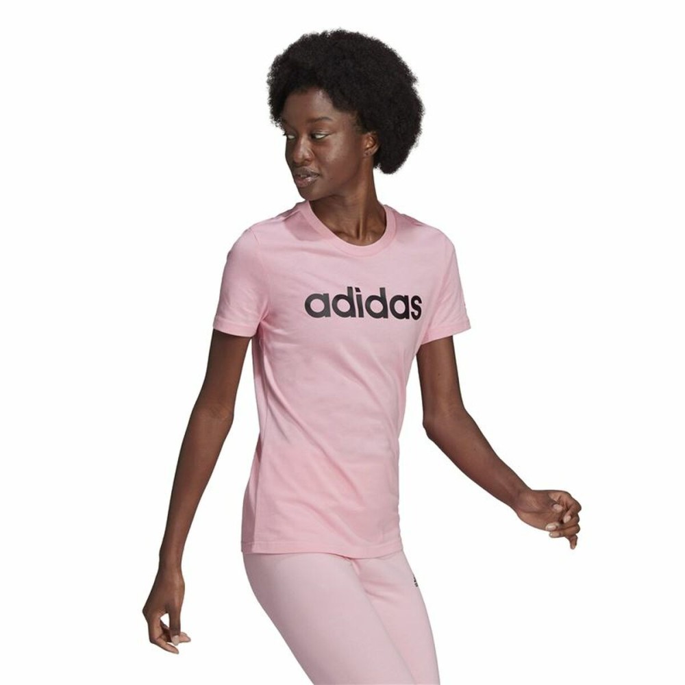 T-shirt à manches courtes femme Adidas Loungewear Essentials Slim Logo Rose