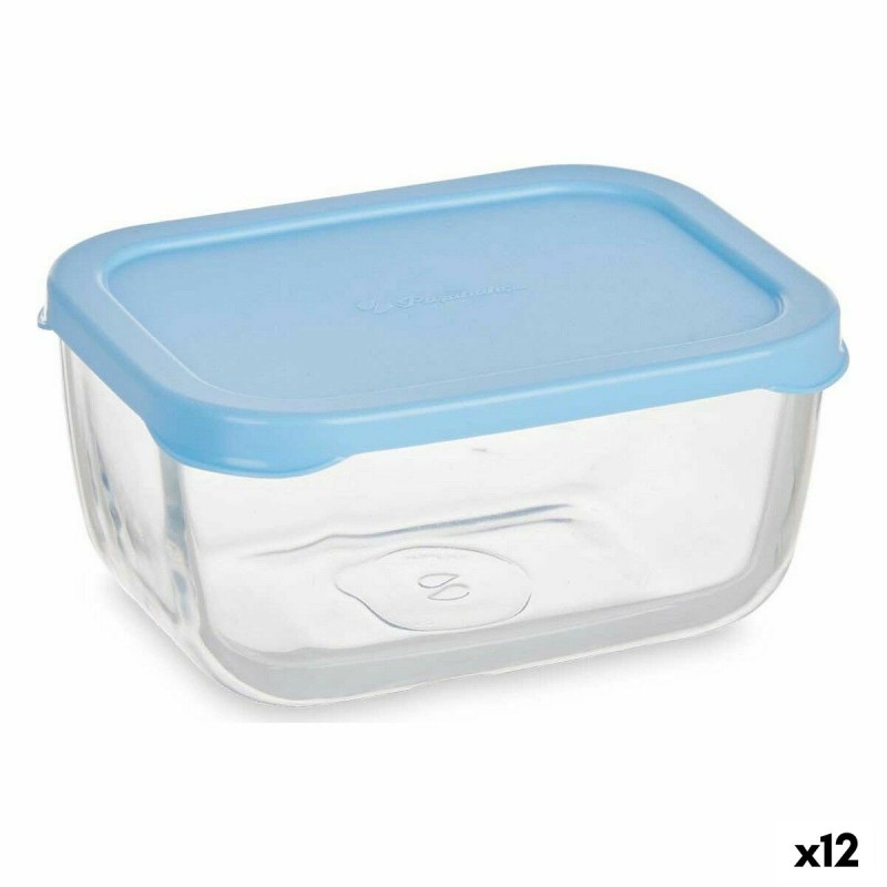 Boîte à lunch Pasabahce Snow Bleu Transparent verre Polyéthylène 420 ml 12,5 x 6 x 9,5 cm (12 Unités)