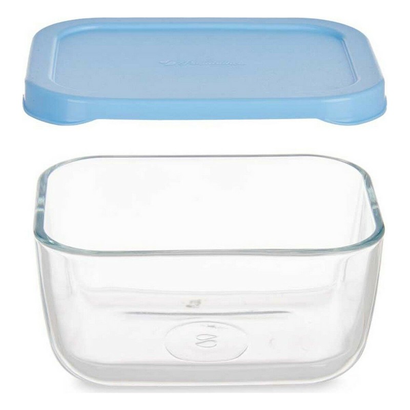 Lunch box Pasabahce Snow Blue Transparent Glass Polyethylene 420 ml 12,5 x 6 x 9,5 cm (12 Units)