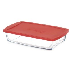 Lunch box Pasabahce Borcam Red Transparent Borosilicate Glass 1,3 L (4 Units)