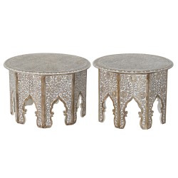 Set of 2 tables DKD Home Decor Natural 75 x 75 x 45 cm 70 x 70 x 46 cm