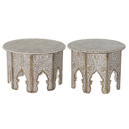 Set of 2 tables DKD Home Decor Natural 75 x 75 x 45 cm 70 x 70 x 46 cm