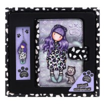 Stationery Set Gorjuss Smitten kitten Purple Black White