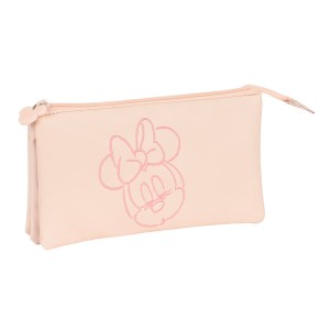 Dreifaches Mehrzweck-Etui Minnie Mouse Baby Rosa (22 x 12 x 3 cm)