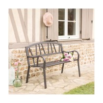 Banc avec Dossier Anthracite Fer (123 X 53 X 86 cm)