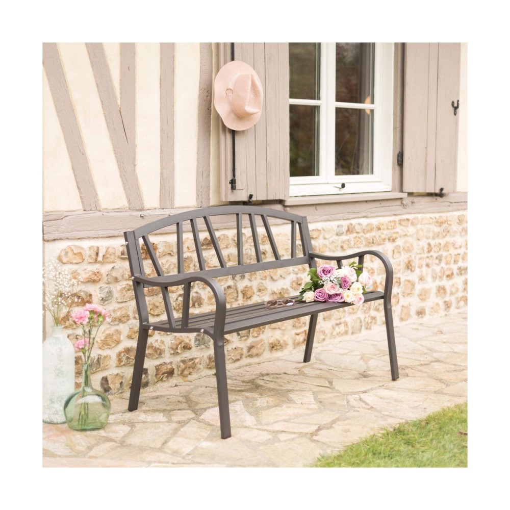 Bench with backrest Anthracite Iron (123 X 53 X 86 cm)