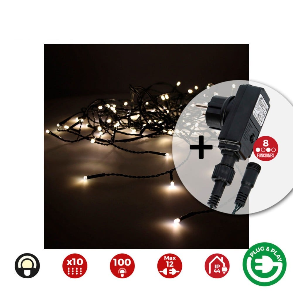 LED Curtain Lights EDM 71481 Easy-Connect 1,8 W Warm light Soft green 2 x 1 m White Programmable