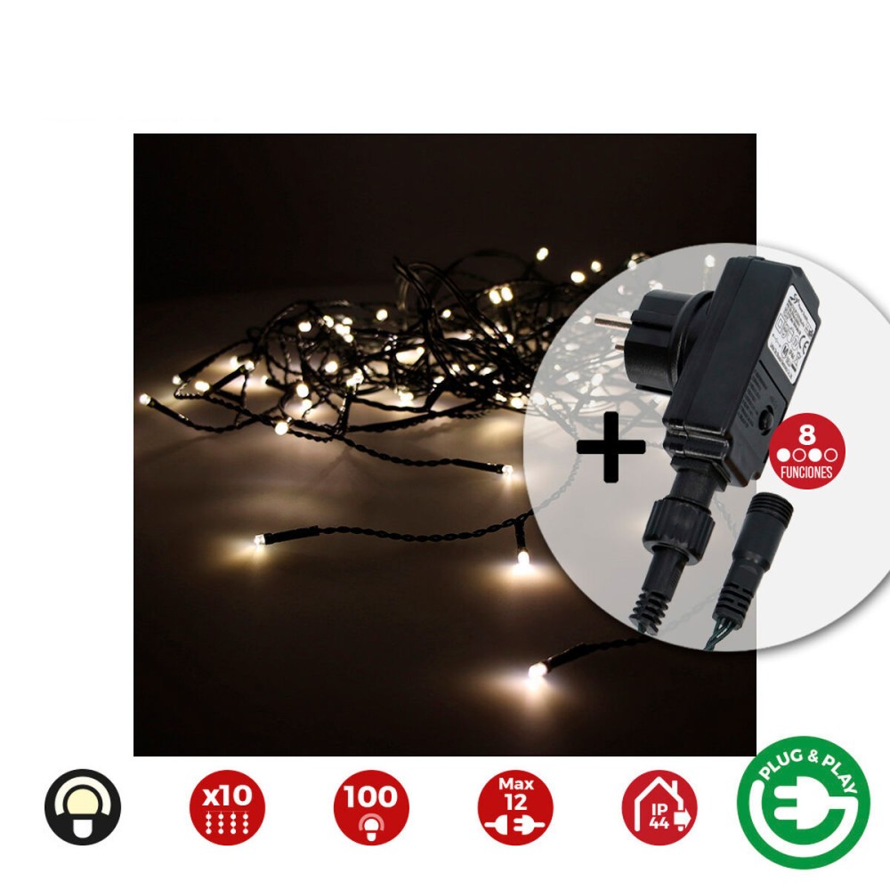 LED-Lichtvorhang EDM 71481 Easy-Connect 1,8 W Warmes licht Warmes Weiß 2 x 1 m Weiß Programmierbarer