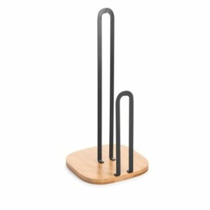 Kitchen Paper holder DKD Home Decor 16 x 16 x 31,3 cm Natural Black Steel