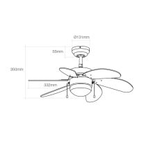 Deckenventilator mit Lampe EDM 33984 Aral Wengue Nickel 50 W