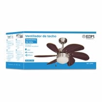 Deckenventilator mit Lampe EDM 33984 Aral Wengue Nickel 50 W