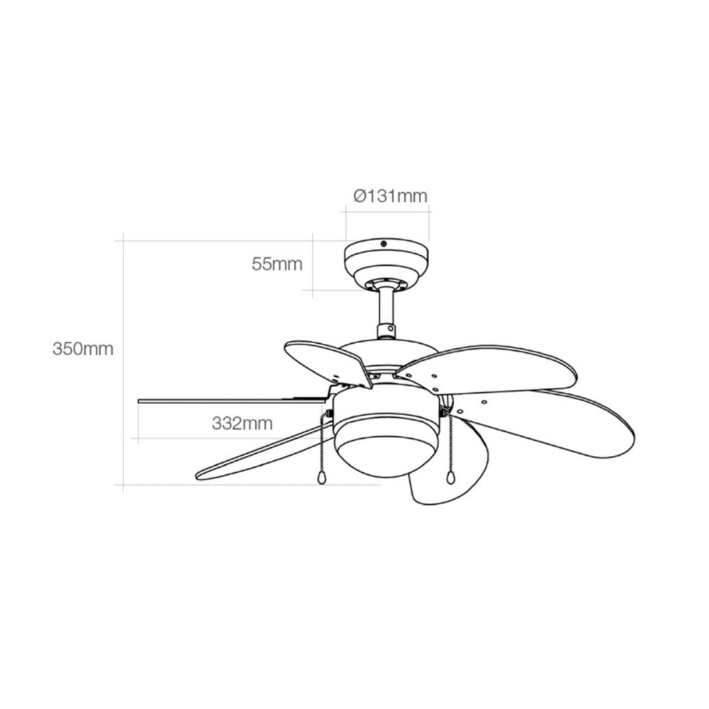 Deckenventilator mit Lampe EDM 33985 Aral Weiß 50 W