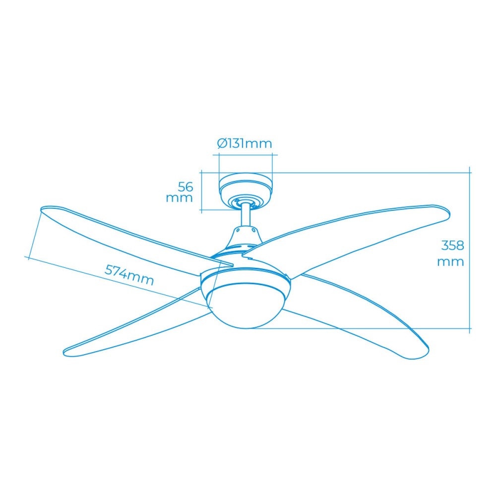 Ceiling Fan with Light EDM 33807 Caspio Silver 60 W