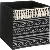 Panier décoratif Five Etnic Avec franges 31 x 31 x 31 cm Noir Polyester Plastique