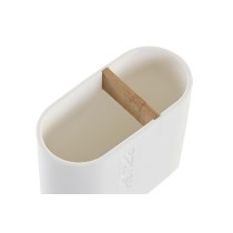 Support pour brosses à dents DKD Home Decor Blanc Naturel Bambou polypropylène 11,5 x 5,5 x 10,5 cm (12 Unités)