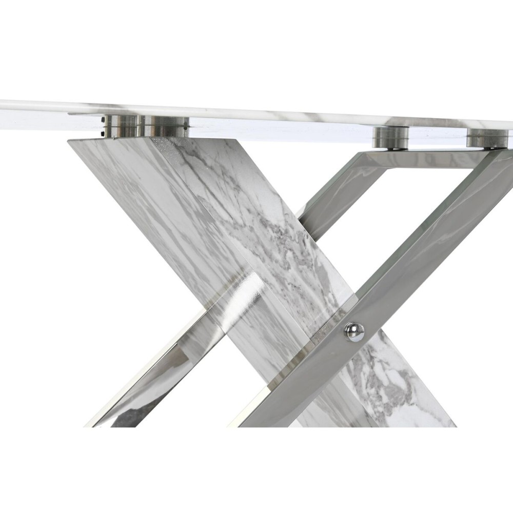 Table Basse DKD Home Decor Blanc Argenté Verre Acier 120 x 60 x 42 cm