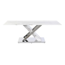 Table Basse DKD Home Decor Blanc Argenté Verre Acier 120 x 60 x 42 cm