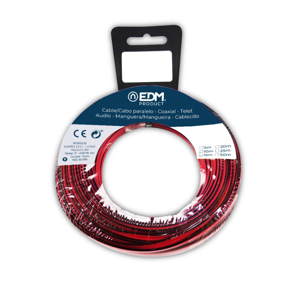 Câble audio EDM 28020 Noir Rouge Rouge/Noir 2 x 1,5 mm 20 m