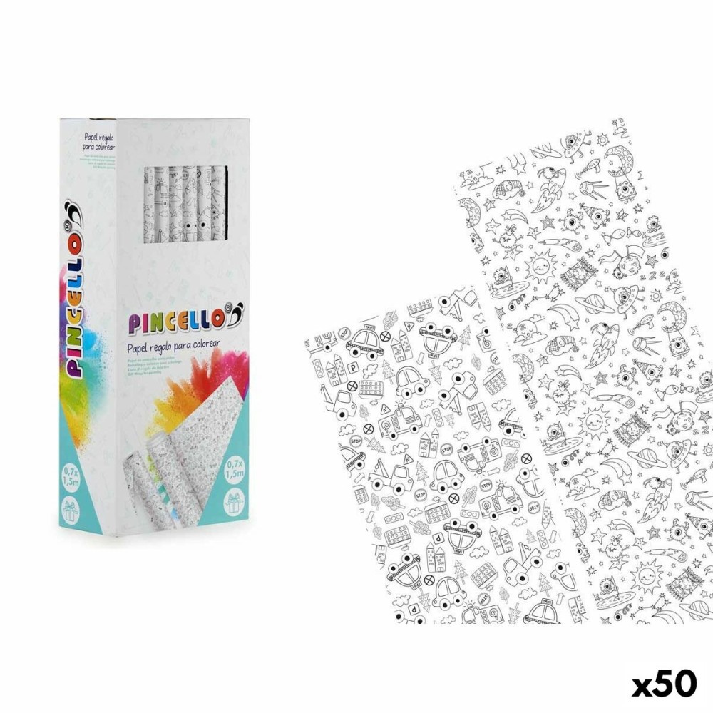 Papier-cadeau Pincello 80GR - COLOREAR 0,7 x 1,5 m Voitures Extraterrestre (50 Unités)