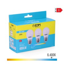 Pack of 3 LED bulbs EDM 98203 G 35 W 5 W 50 W E27 400 lm Ø 4,5 x 8 cm (6400 K)