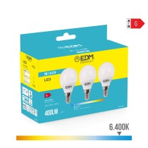 Packung mit 3 LED-Lampen EDM 98202 G 35 W 5 W 50 W E14 400 lm Ø 4,5 x 8 cm (6400 K)