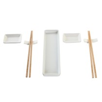 Set de sushi DKD Home Decor 24 x 7 x 2 cm Naturel Blanc Grès Oriental