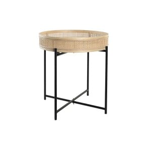 Blumentopf DKD Home Decor natürlich Schwarz Metall Rattan Skandinavisch (43 x 43 x 46 cm)