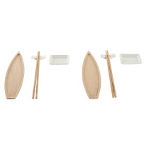 Set de sushi DKD Home Decor 8 x 5 x 2 cm Céramique Naturel Blanc Oriental