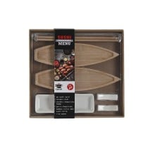 Sushi-Set DKD Home Decor 8 x 5 x 2 cm aus Keramik natürlich Weiß Orientalisch