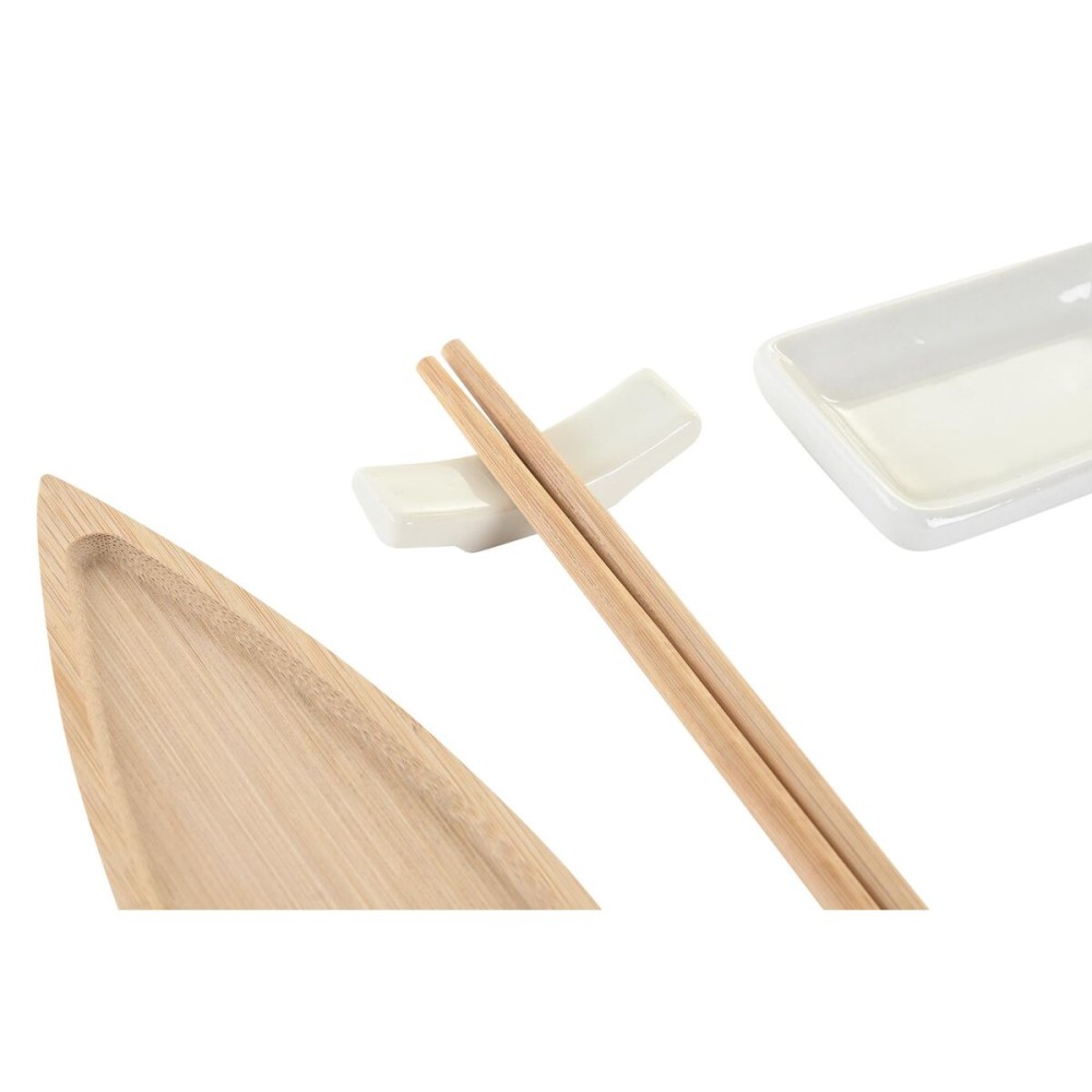 Sushi Set DKD Home Decor 8 x 5 x 2 cm Ceramic Natural White Oriental