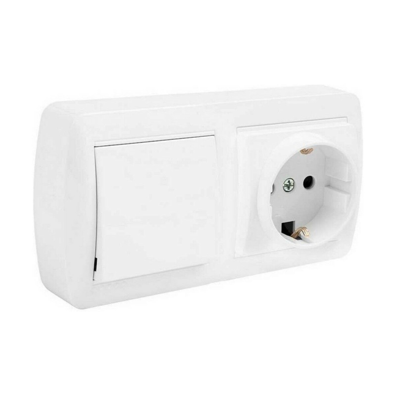 Socle de prise Solera mur96u Double Bipolaire Interrupteur/Commutateur Obturateur Blanc Surface 250 V 16 A