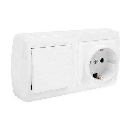 Socle de prise Solera mur96u Double Bipolaire Interrupteur/Commutateur Obturateur Blanc Surface 250 V 16 A