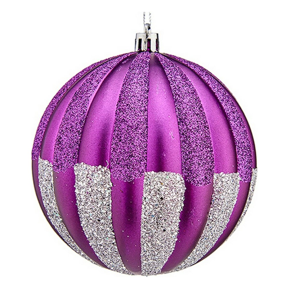 Weihnachtsbaumkugeln Krist+ 00858 Lila Silberfarben PVC Ø 10 cm 6 Stück