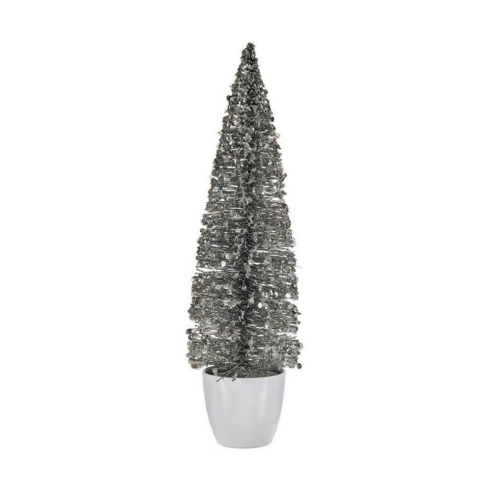 Sapin de Noël Grand 10 x 38 x 10 cm Argenté Blanc Plastique