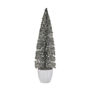 Sapin de Noël Grand 10 x 38 x 10 cm Argenté Blanc Plastique