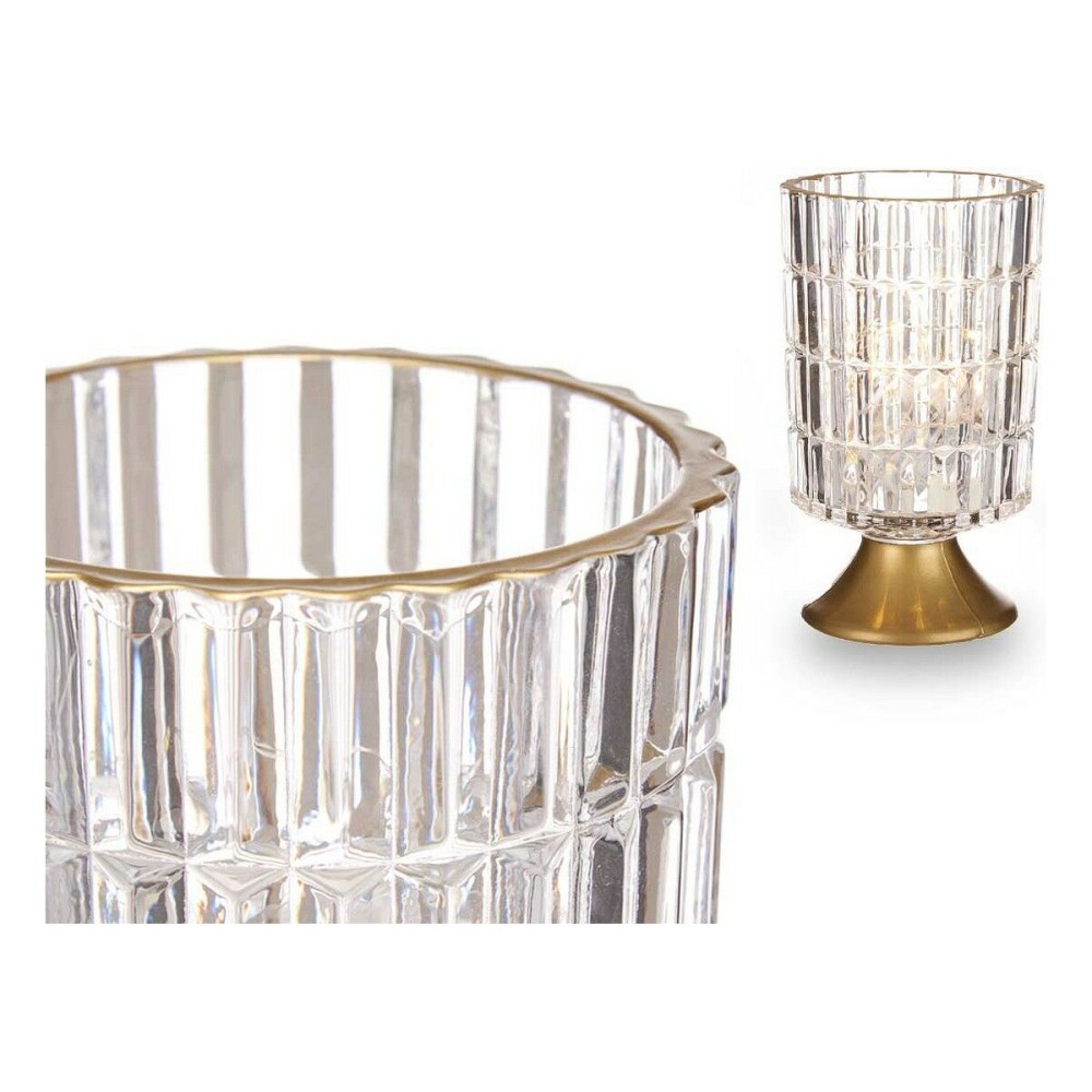 LED-Laterne Metall Gold Durchsichtig Glas (10,7 x 18 x 10,7 cm)