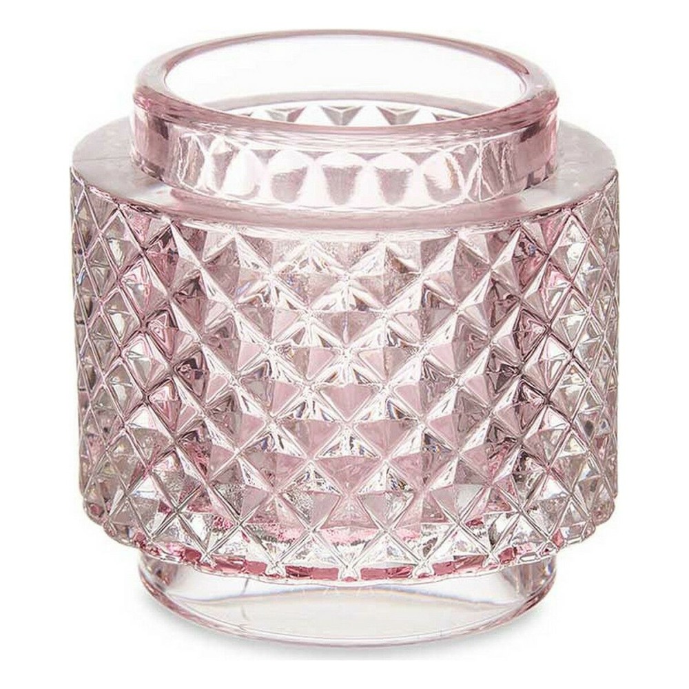 Kerzenschale 9 x 8,8 x 9 cm Rosa Glas