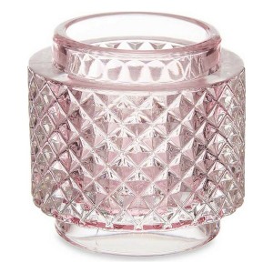 Kerzenschale 9 x 8,8 x 9 cm Rosa Glas