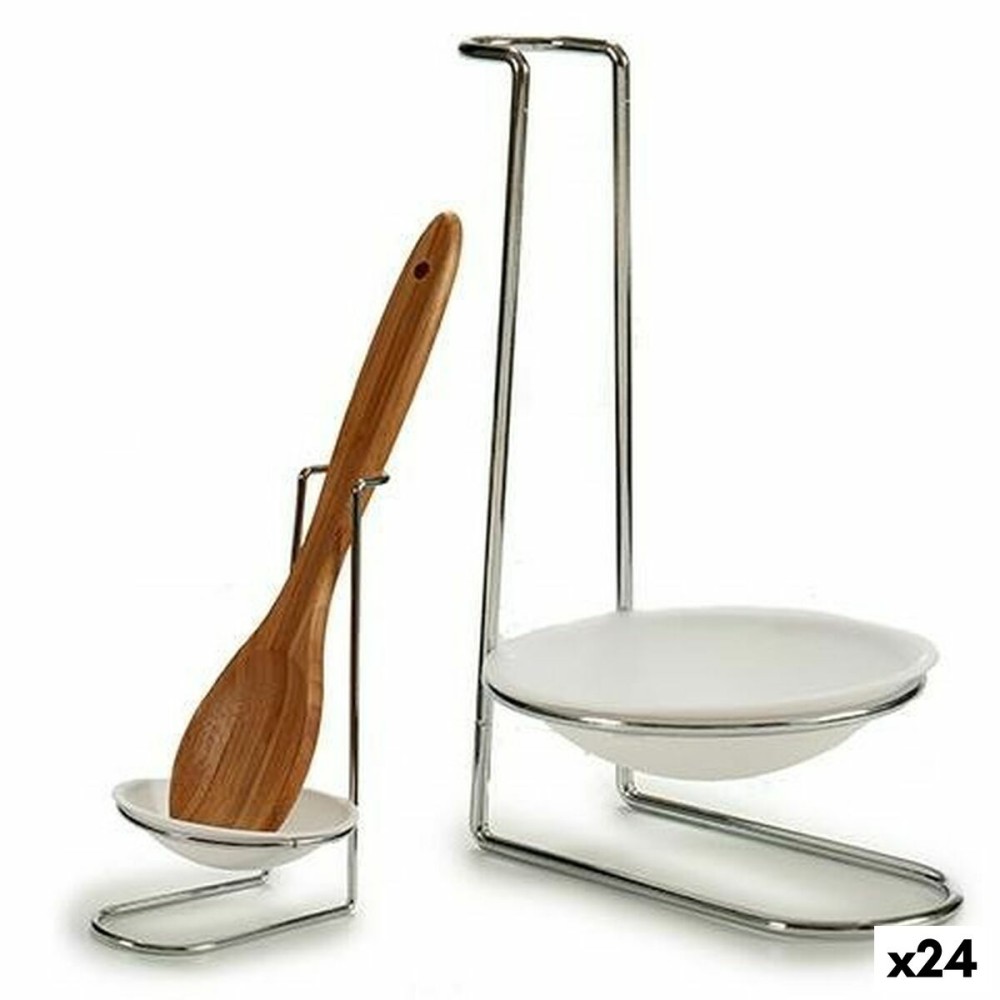 Spoon Rest Kinvara 55022 polypropylene Iron 10 x 18 x 11 cm Silver (24 Units)