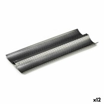 Baguette Mould Kinvara CK62863-21 Dark grey Metal Carbon steel 16 x 2,5 x 38 cm Bread (12 Units)